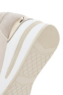 Women's Beige Thick Heeled Strappy Leather Sneaker | Derimod