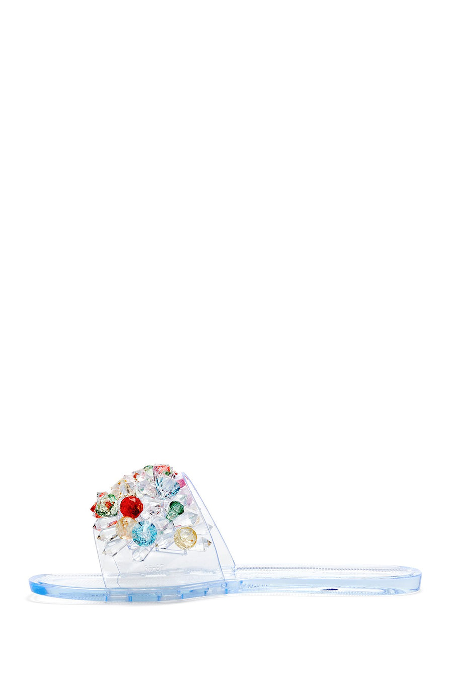 Women's White Jelly Transparent Stone Flat Slippers