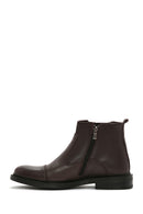 Men's Brown Leather Zippered Classic Boots | Derimod