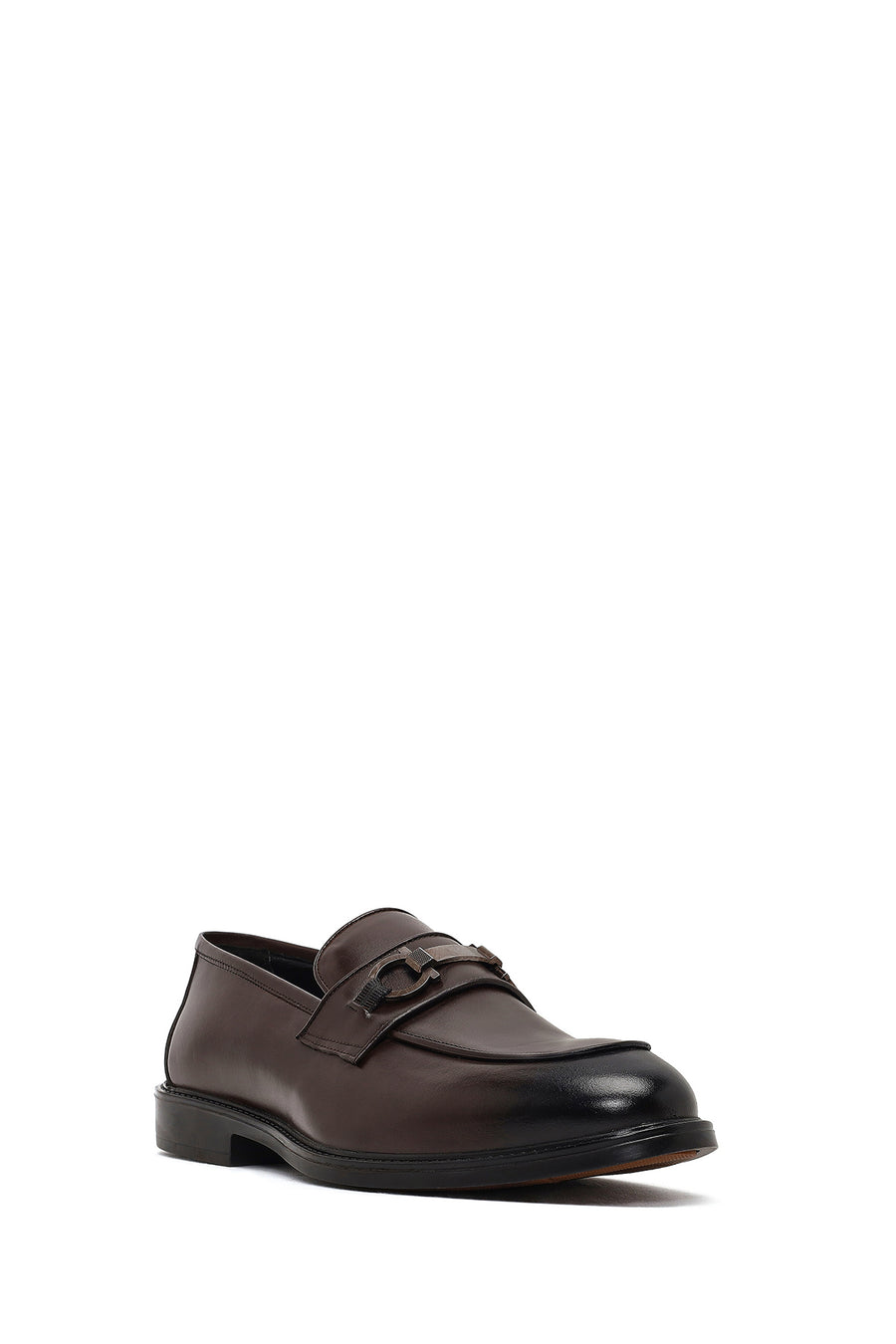 Men Brown Buckled Leather Loafer