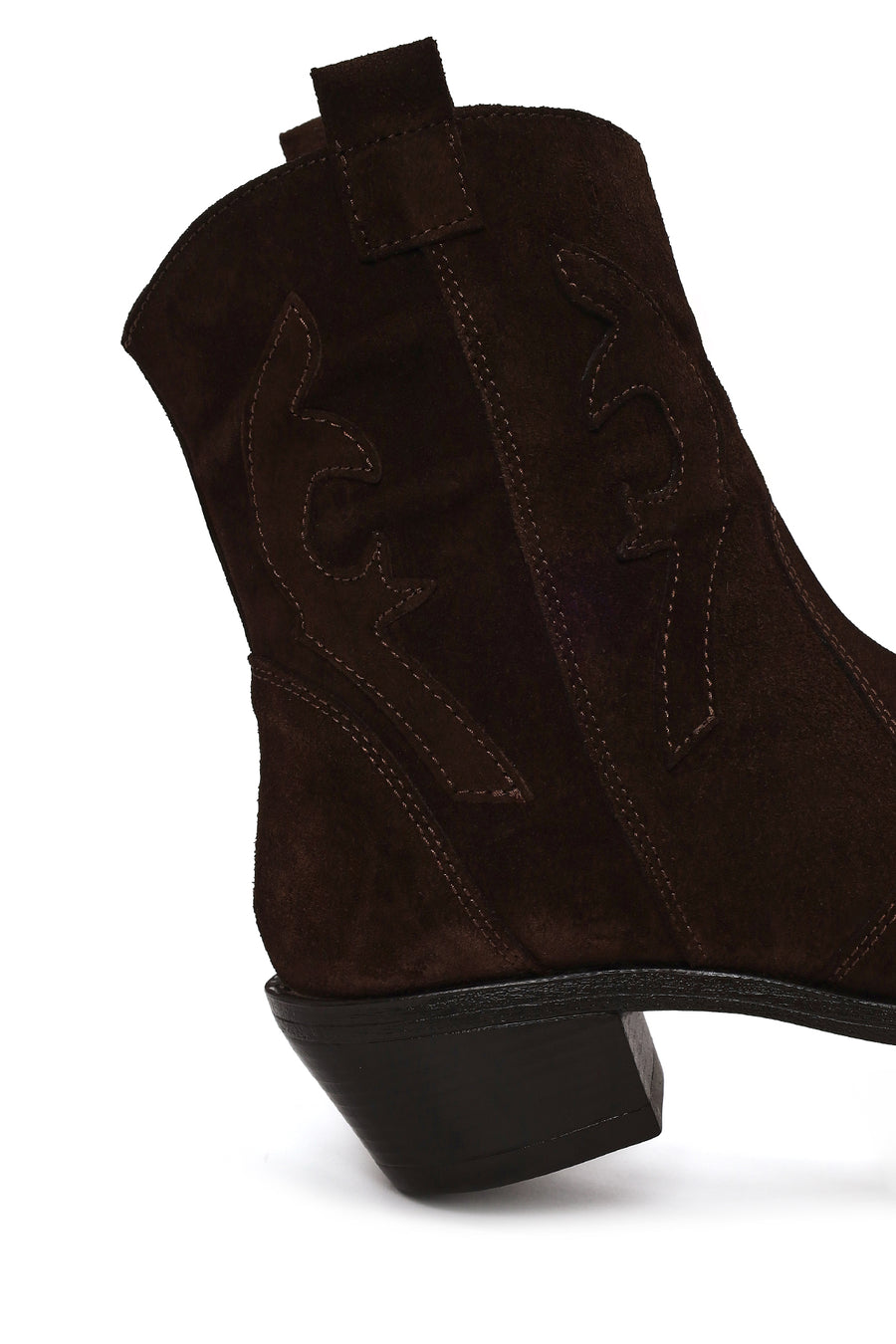 Woman Brown Chunky Heeled Suede Leather Cowboy Boots