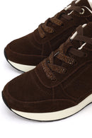 Woman Brown Lace-Up Wedge-Heel Suede Shoe | Derimod