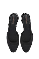 Women's Black Open Back Stoned Ballerinas | Derimod