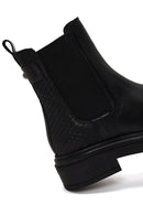 Woman Black Thick-Soled Leather Chelsea Boots | Derimod