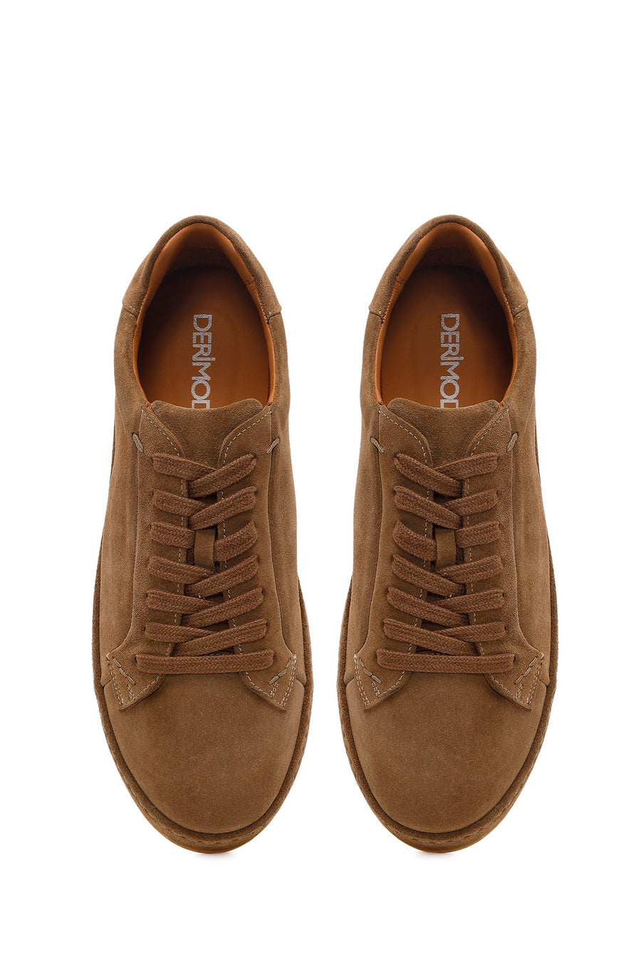 Erkek Vizon Bağcıklı Süet Deri Sneaker