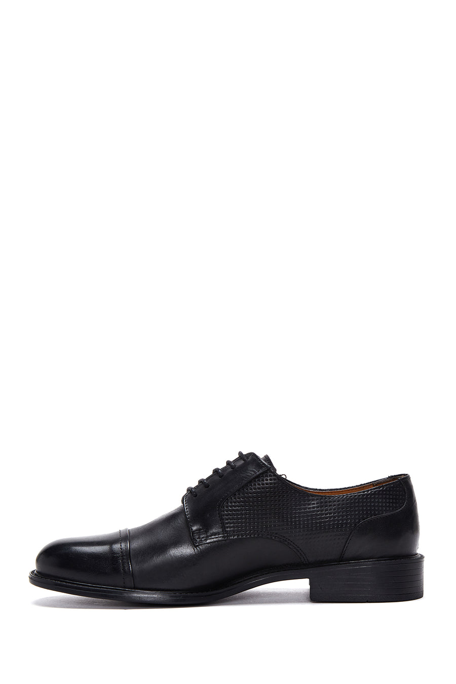 Men's Black Leather Patterned Classic Shoes