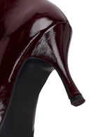 Woman Burgundy Zip Closure Thin-Heeled Patent Leather Leather Boots | Derimod