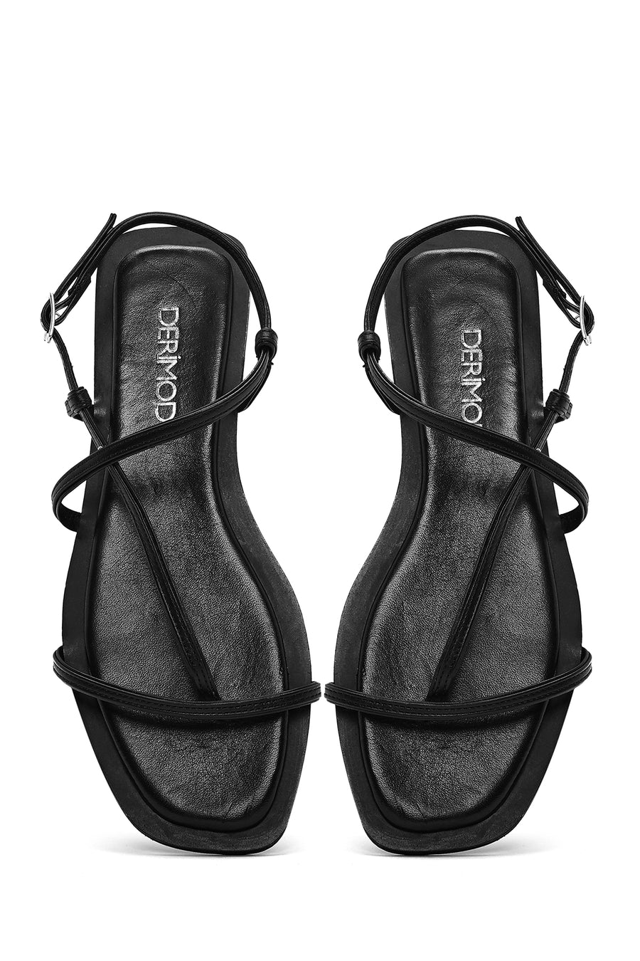 Women's Black Leather Flip-Flop Sandals