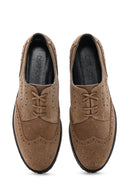 Women's Tan Suede Leather Masculine Shoes | Derimod