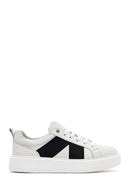 Men's White Lace-up Thick-Sole Leather Sneaker | Derimod