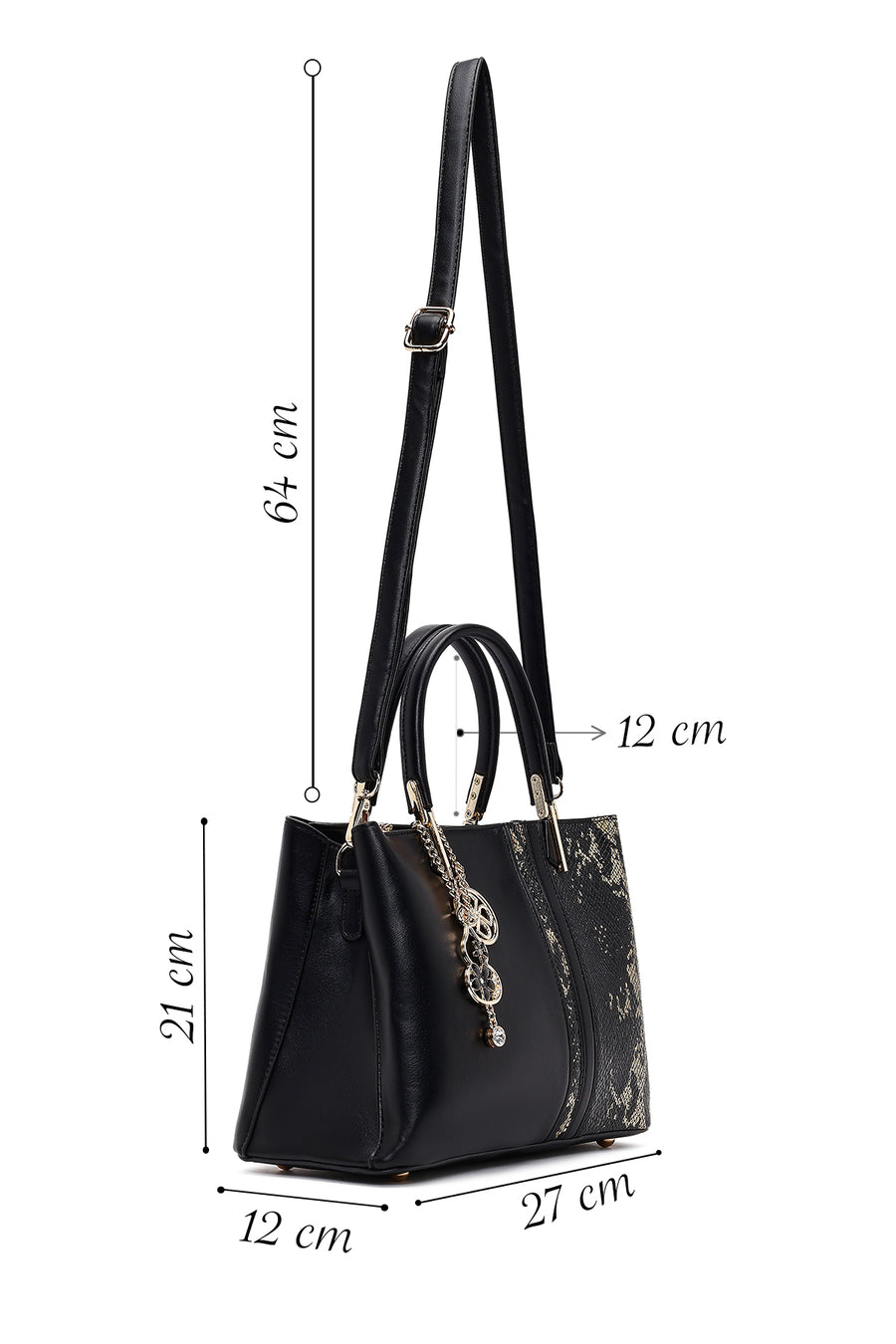 Woman Black Printed Long-Strap Shoulder Bag