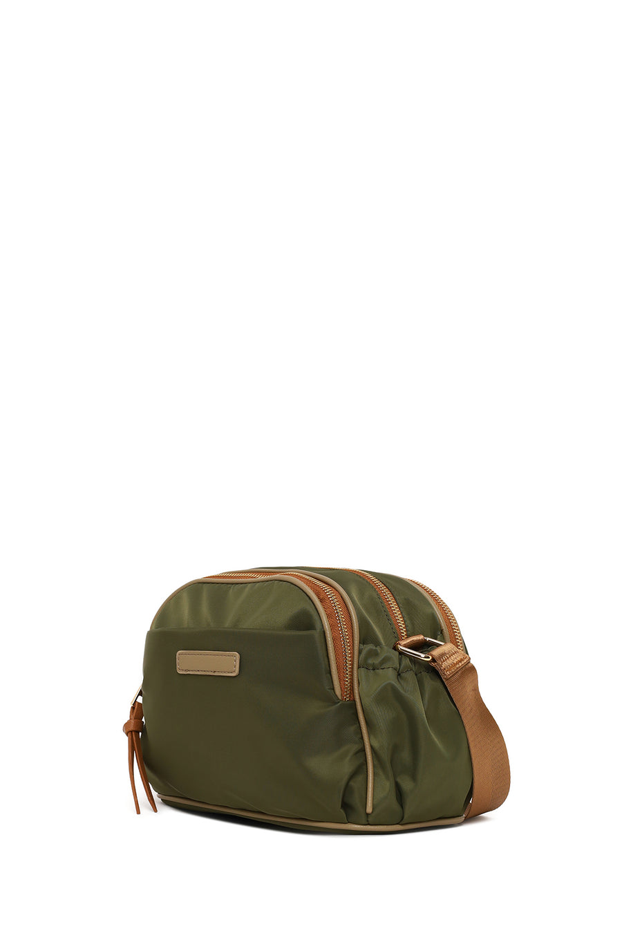 Woman Khaki Fabric Crossbody Bag