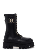 Women's Black Thick Soled Zippered Boots | Derimod