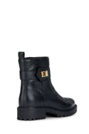 Geox Women's Black Hoara Leather Buckle Boots | Derimod