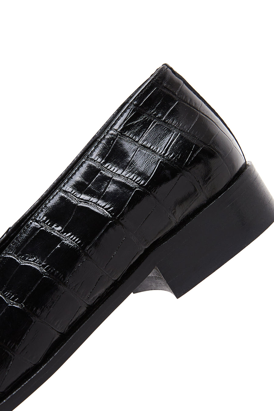 Women's Black Leather Crocodile Classic Loafer