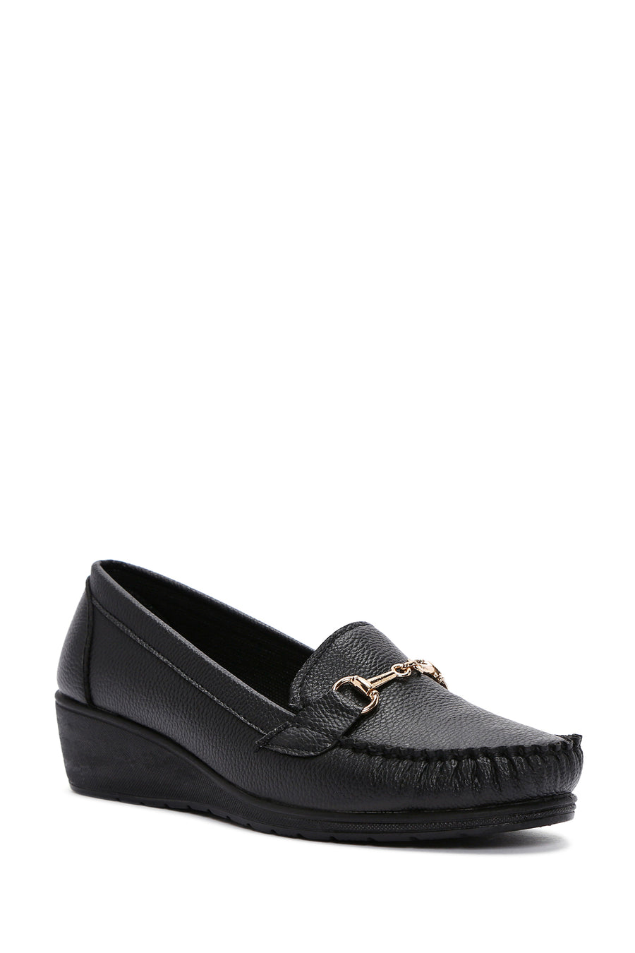Kadın Siyah Dolgu Topuk Loafer