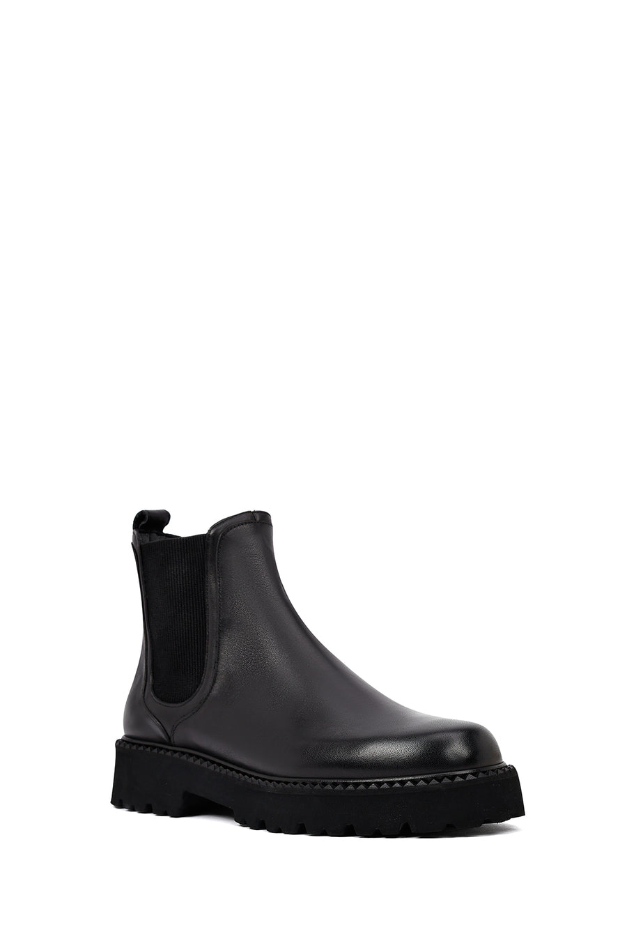 Male Black Thick-Soled Leather Chelsea Boots