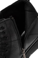 Men's Black Zippered Leather High Top Sneakers | Derimod