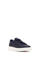 Men's Navy Blue Lace-up Thick-Sole Leather Sneaker | Derimod