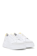 Women's White Leather Thick Soled Sneaker | Derimod