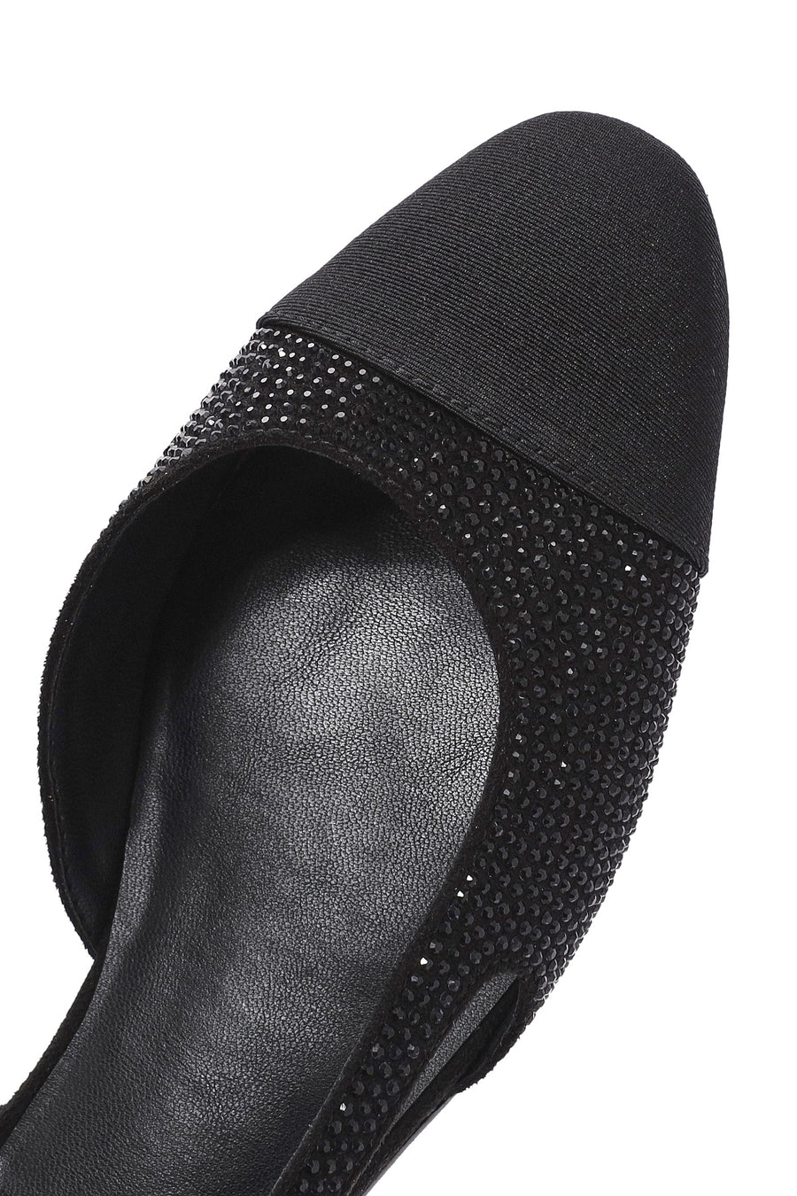 Women's Black Open Back Stoned Ballerinas