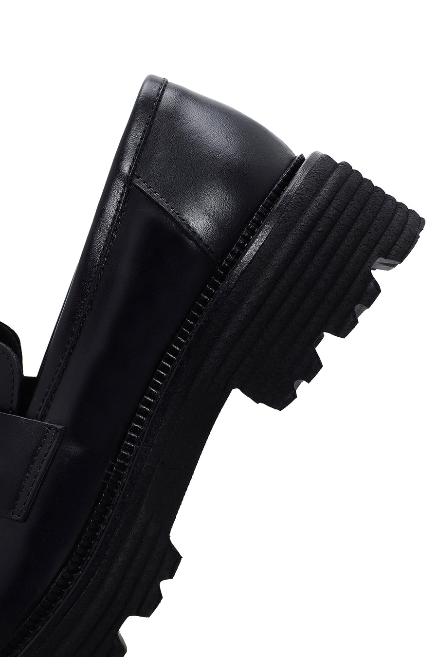 Women's Black Thick Soled Tasseled Casual Leather Loafer