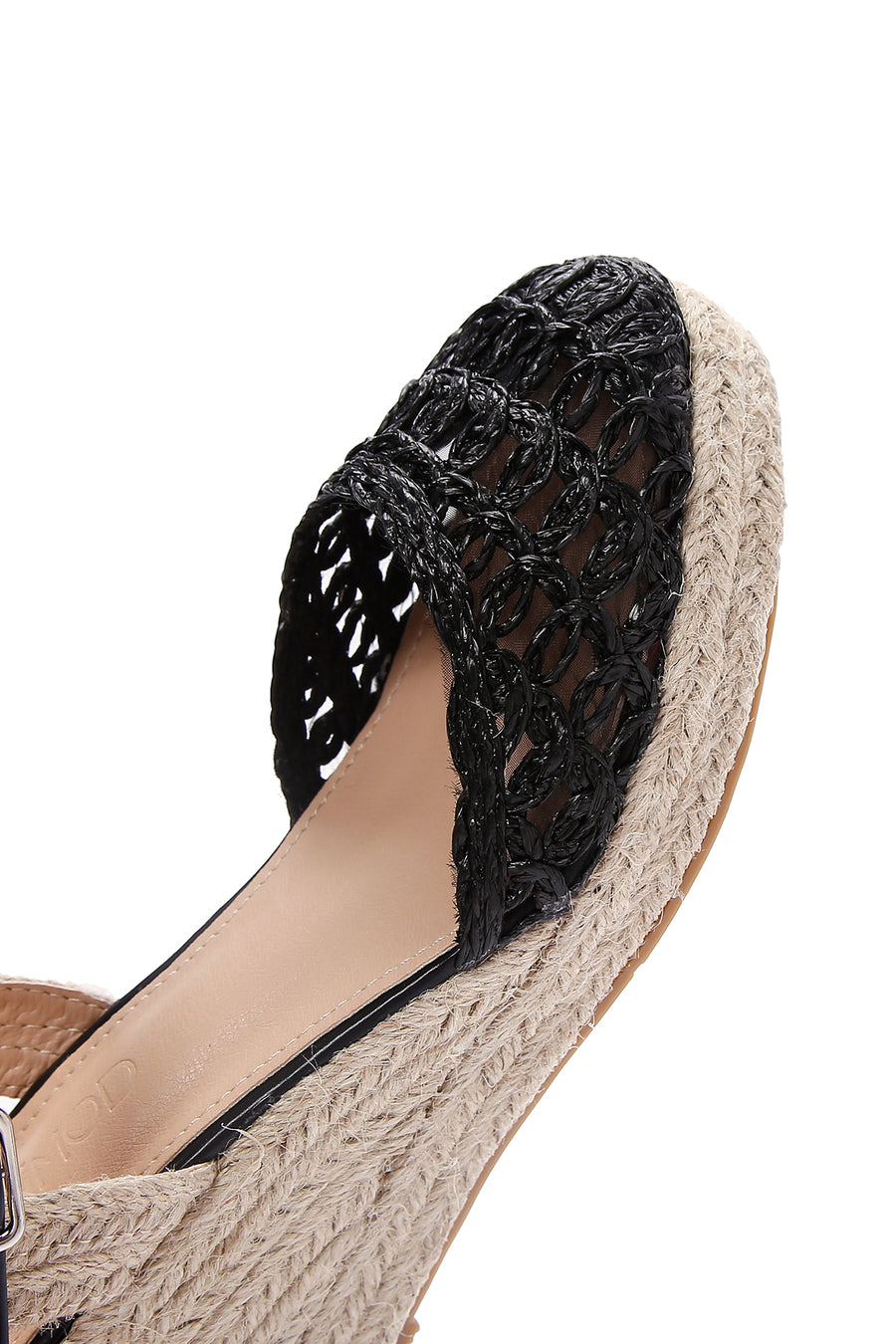Kadın Siyah Dolgu Topuk Espadril Hasır Sandalet