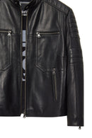 Morant Men's Black Mandarin Collar Leather Jacket | Derimod