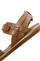 Women's Tan Strap Leather Comfort Sandals | Derimod