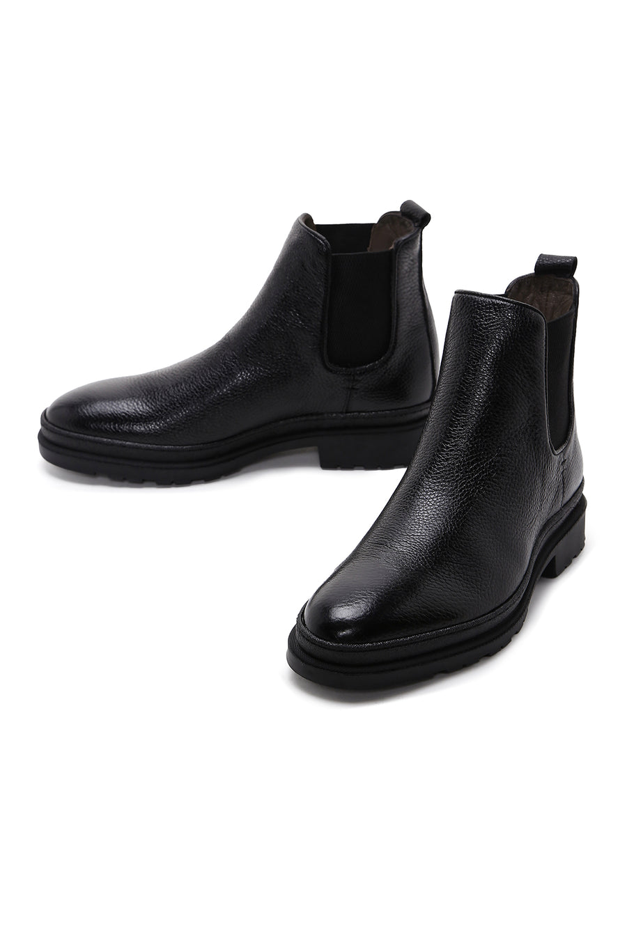 Men's Black Leather Casual Chelsea Boots