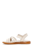 Women's Beige Ankle Strap Leather Comfort Sandals | Derimod