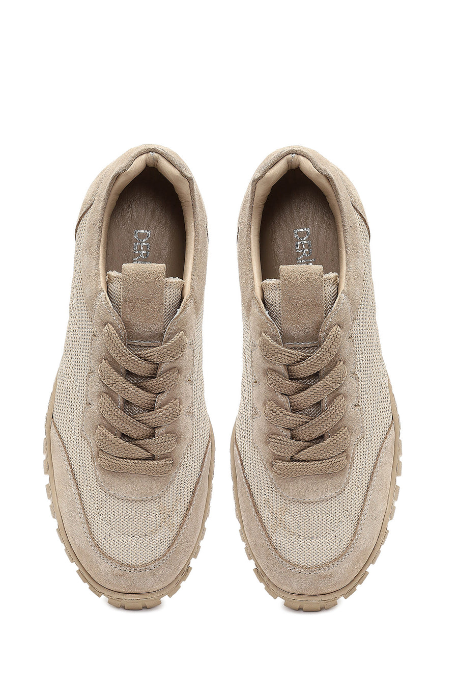 Women's Beige Lace-up Leather Sneaker
