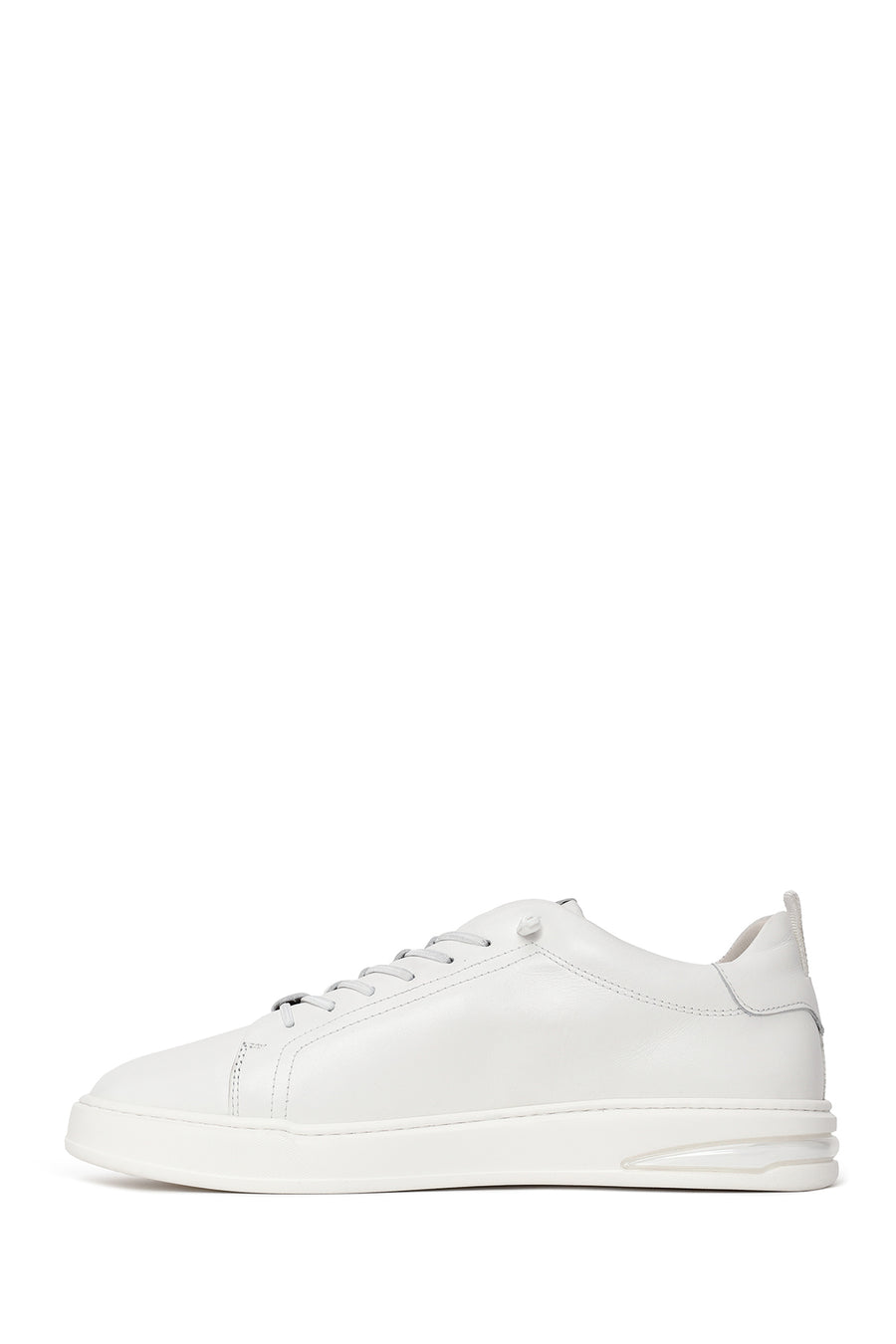 Erkek Beyaz Bağcıklı Deri Sneaker