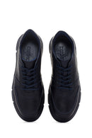 Men's Navy Blue Leather Sneaker | Derimod