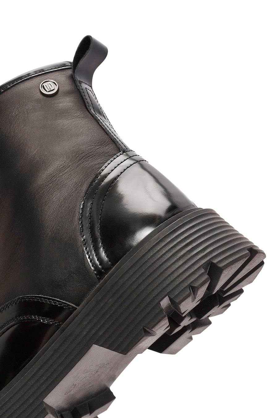 Men's Black Lace-Up Leather Combat Boots