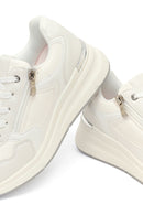 Woman White Side-Zip Lace-Up Thick-Sole Sneakers | Derimod