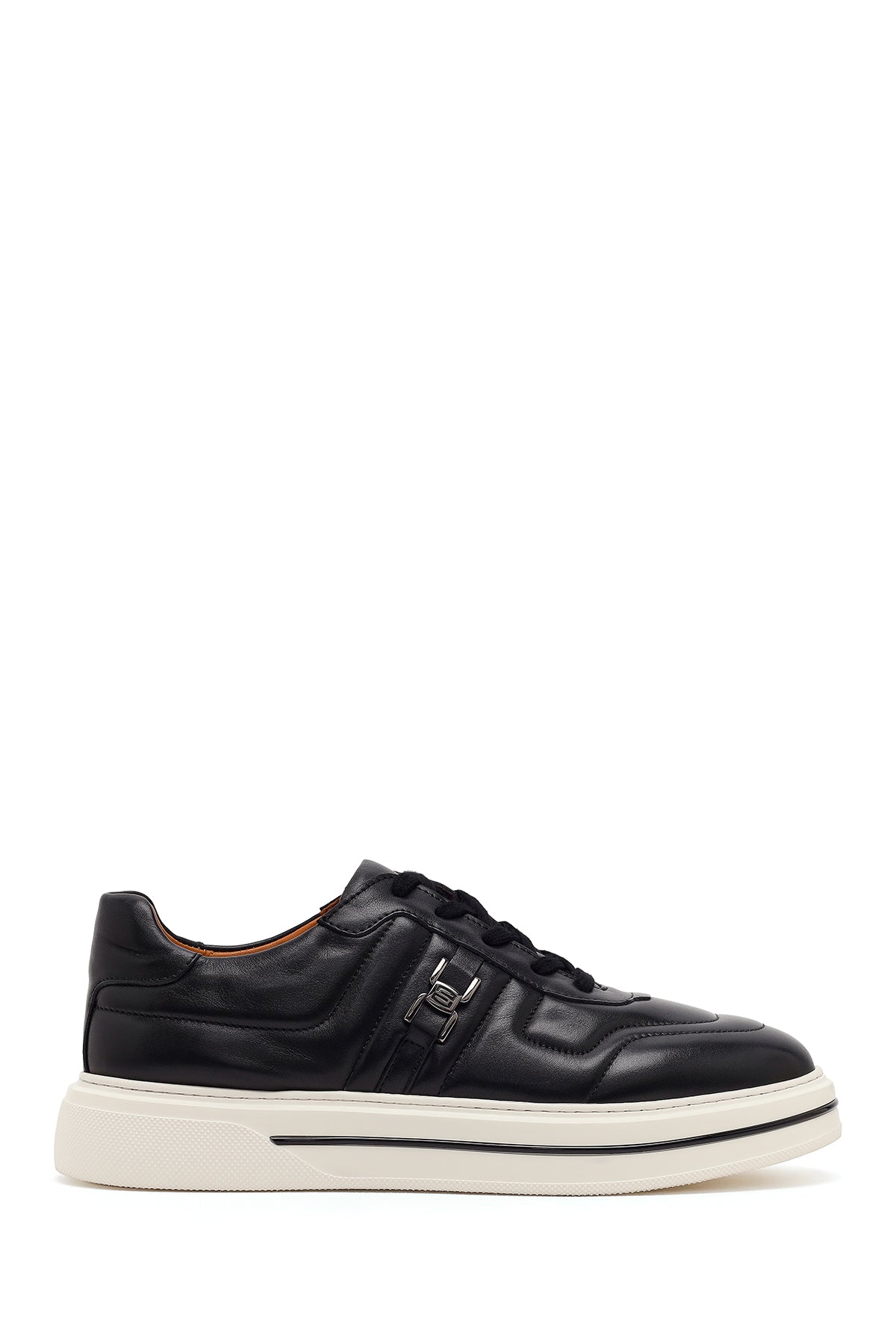 Men's Black Lace-up Thick-Sole Leather Sneaker 26SFD631518 | Derimod