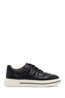 Men's Black Lace-up Thick-Sole Leather Sneaker | Derimod