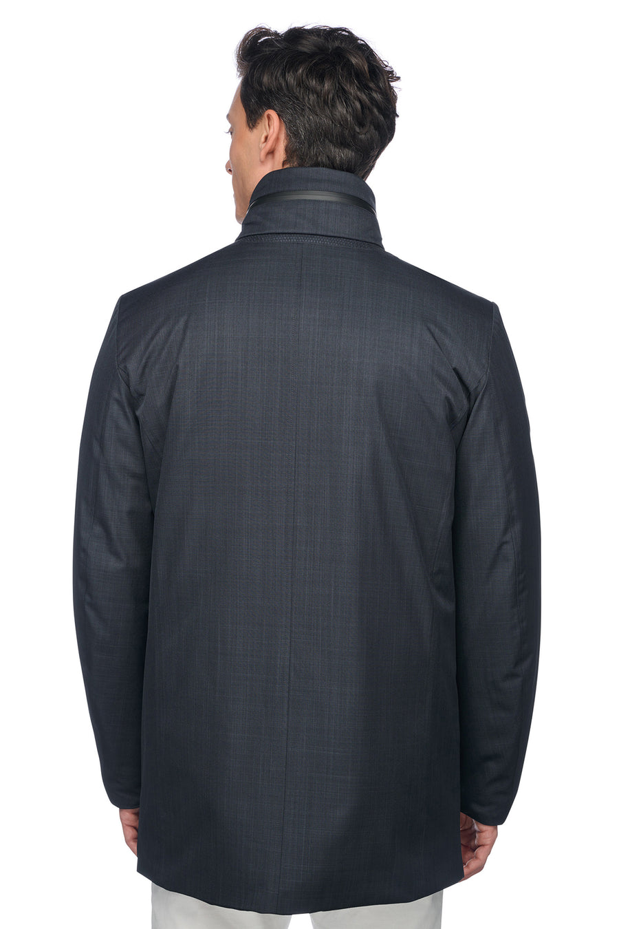 Geox Men's Navy Blue M Dolomia Zippered Long Coat