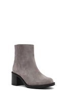 Women's Mink Zippered Thick Heel Suede Leather Boots | Derimod