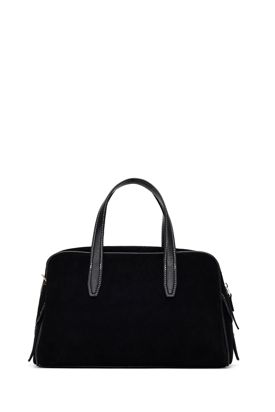 Woman Black Long-Strap Suede Shoulder Bag