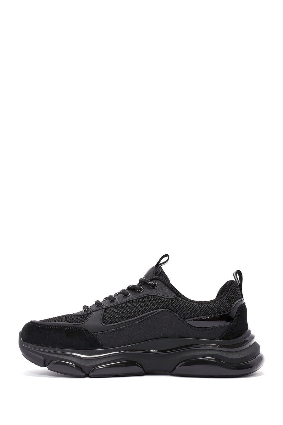 Men's Black Lace-up Leather Sneaker
