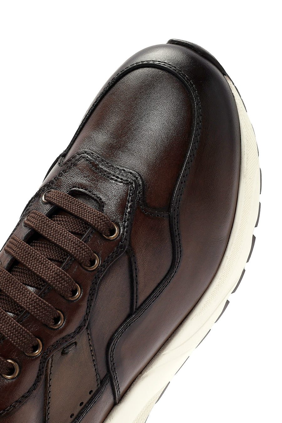 
Men's Brown Thick-Soled Lace-Up Leather Sneaker
