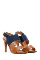 Women's Navy Blue Thin Heeled Sandals | Derimod