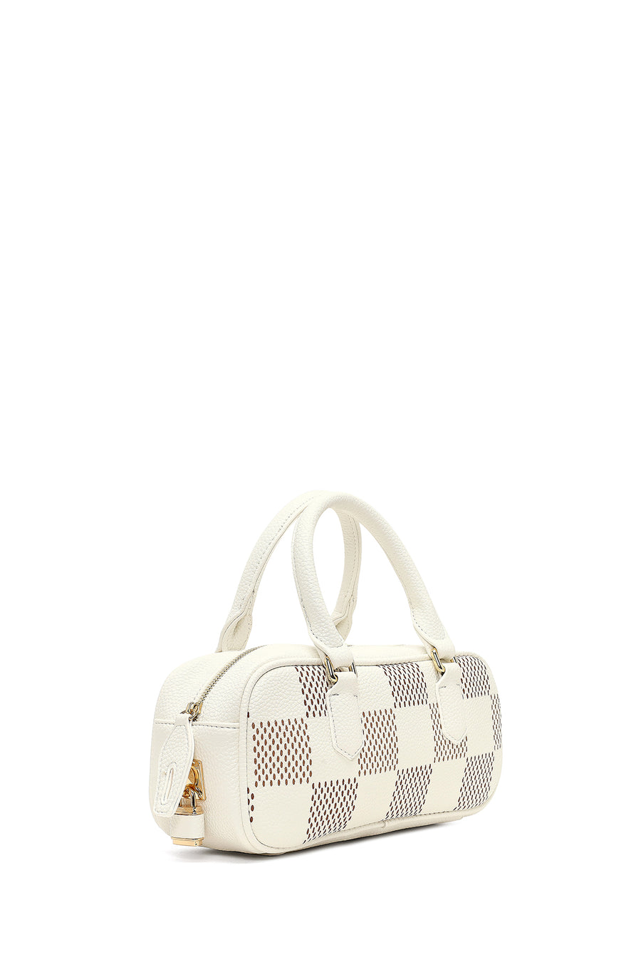 Women's White Long Strap Patterned Shoulder Bag