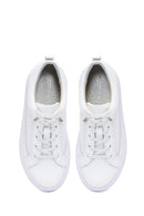 Woman White Lace-Up Thick-Soled Leather Sneaker | Derimod