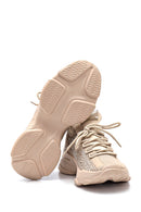 Women's Beige Stone Thick Soled Sneaker | Derimod