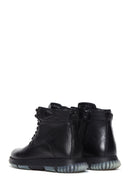 Men's Black Leather Zippered Casual Boots | Derimod