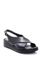 Kadın Siyah Deri Comfort Sandalet | Derimod