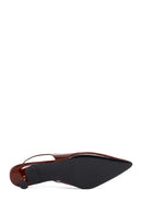 Women's Burgundy Open Back Short Thin Heel Patent Leather Shoes | Derimod